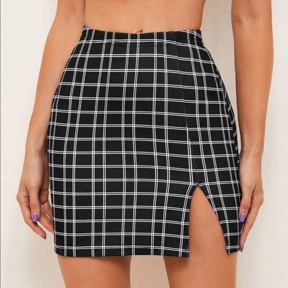 SHEIN Dresses & Skirts - 🤎 3/$25 SHEIN | Plaid Black & White Skirt Medium